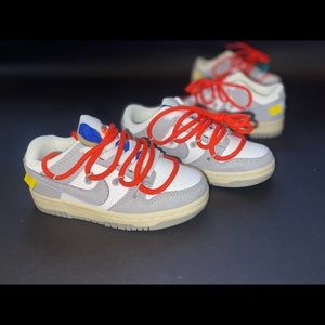 CUSTOM Off-WHITE x Dunk Low 'Lot 13 of 50' • Toddlers🧡 💙 ON HAND READY TO SHIP